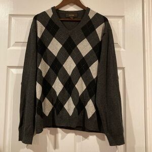 Men’s Plaid Cashmere Sweater, XL